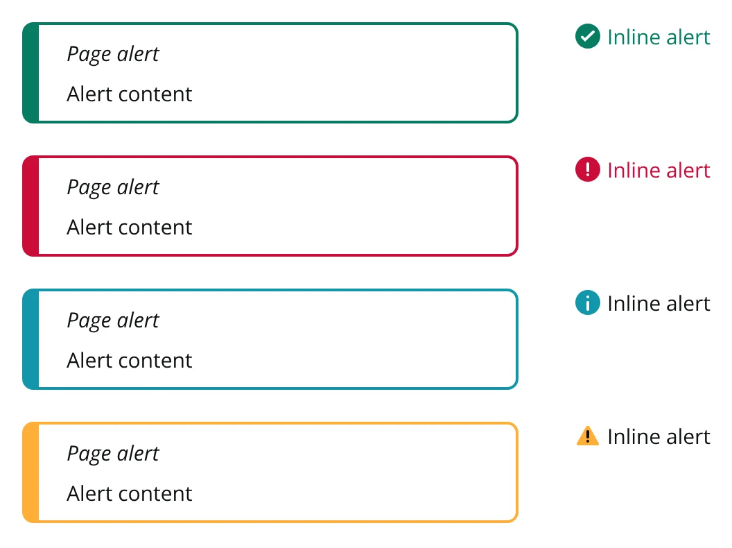 The Alert component as specified in the Pay Studio library