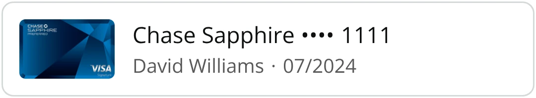 Chase Sapphire card with no feature, basic state