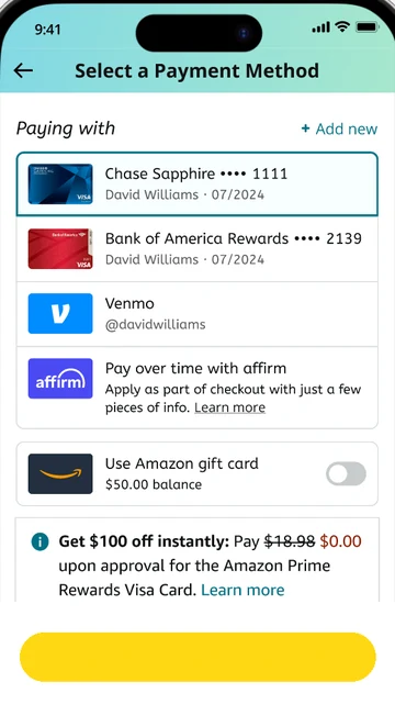 Select a Payment Method, assembled from Pay Studio components